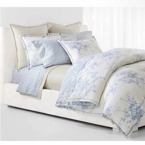 Ralph Lauren Reversible Cream/Blue Eva Duvet Cover 3-pc. Set